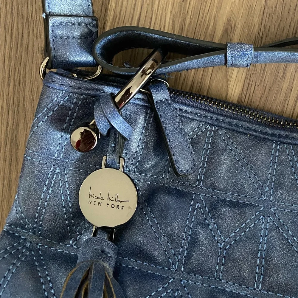Nicole Miller Faux Suede Quilted Hobo Bag